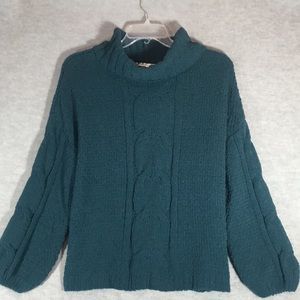 SEVEN 7 Comfy Cozy Oversized Slouchy Fit Cowl Neck with Large Cable Accent